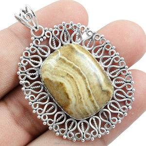 Colgante hecho a mano de piedras preciosas de jaspe Natural, joyería colgante de plata de ley 2025 para mujer, proveedor ODM OEM, novedad de 925 - Product Image 1
