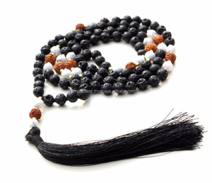 Diffuseur d'aromathérapie bijoux perles de lave Mala collier en gros Rudraksha spirituel collier de pierres précieuses faites à la main - Product Image 1