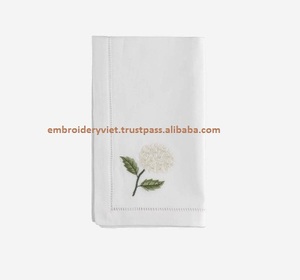 Flower Hand Embroidery Napkin Cotton Dinner Table Napkin - Product Image 3