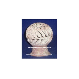 Gorgeous Round Soapstone Candle Holder - Product Image 1