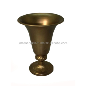 Jarrón de Metal de forma redonda para decoración del hogar, jarrones de Hotel y restaurante, florero antiguo dorado decorativo para el hogar - Product Image 1