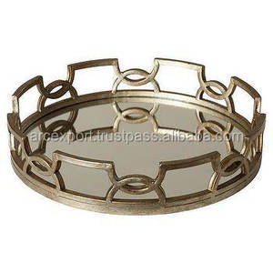 Plateau cosmétique design de luxe avec plateau de décoration de table de forme ronde pour la maison plateau de service de fête de mariage à prix compétitif - Product Image 1