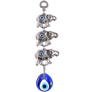 3 <b>Elephants</b> Wall Ornament Hanging <b>Decoration</b> With Hand made Glass Evil Eye From TURKEY - Product Image 1