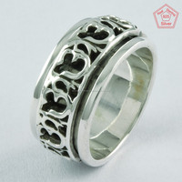 Bague tournante en argent sterling 925 avec motif OM, sertissage invisible, faite à la main, pour mariage, fiançailles, fête, cadeau, fabriquée en Inde