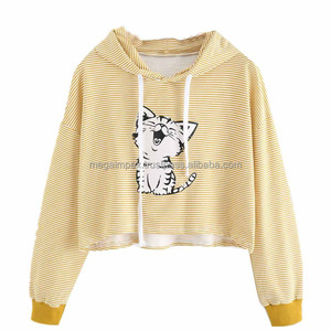 ผ้าฝ้าย 100% ผู้หญิงพืชยอดนิยม Hoodies การออกแบบใหม่สีที่กําหนดเองแขนยาวลายสุภาพสตรีระบายอากาศผ้าฝ้ายพืชยอดนิยม hoodies - Product Image 1