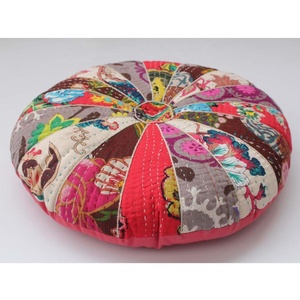 Cojines de asiento de meditación de Yoga Zafu de PVC de alta calidad, cojines de suelo redondos Kantha de retazos de comercio justo con función extraíble - Product Image 5