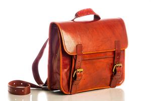 Bolso de mensajero para ordenador portátil de cuero genuino marrón hecho a mano, maletín hecho a mano de uso diario con cierre abierto para oficina y negocios - Product Image 6