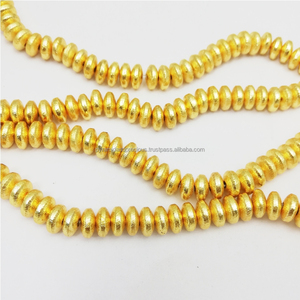 Colgante de cuentas Rondelle de cobre chapado en oro cepillado - Product Image 4