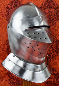 หมวกกันน็อคอัศวินยุคกลาง,หมวกเกราะนักรบสีเงิน TC123 16เกจ - Product Image 2