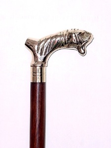 Nouvelle canne de marche en bois de designer avec poignée en laiton en forme de tigre / Canne de marche en bois avec poignée en laiton en forme de tigre - Product Image 2