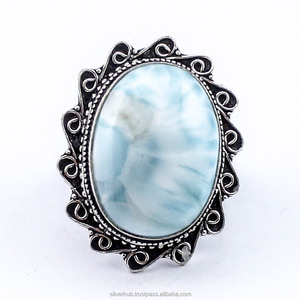 2024 última colección 925 joyería de plata esterlina sólida Larimar hecho a mano diseñador Starling plata hecho a mano anillo de joyería fina - Product Image 1