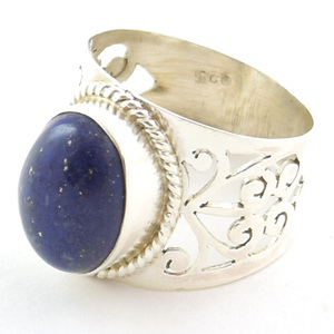 925เงินสเตอร์ลิง Cabochon BLUE แหวนพลอย Lapis Lazuli นิรันดร์ Vermeil - Product Image 4