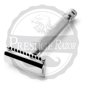 Rasoir de sécurité en acier inoxydable à double tranchant PRESTIGE PR-1534 argenté avec poignée confortable à rainures croisées pour le rasage du visage pour hommes - Product Image 6