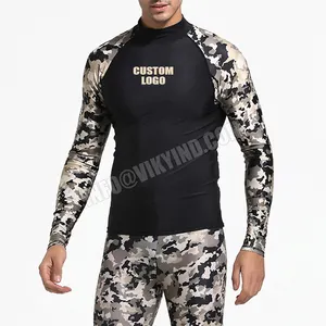 Camo Rash Guard Men Long Sleeve Rashguard Swim Shirt 2019 new Surf Lycra Rash Guard Swimwear For Men Diving Wetsuit Top