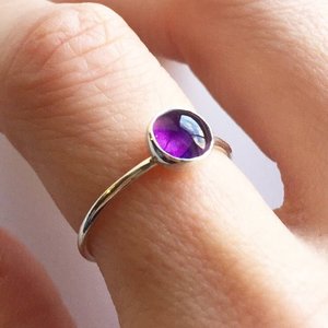 Amatista 925 anillo de plata esterlina oval redondo pera cuadrado elegante rectángulo piedra cabujón de piedras preciosas - Product Image 3