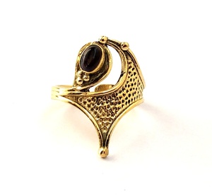 Bague unisexe en pierre d'améthyste de style bohème Bague en laiton avec incrustation de pierres précieuses pour cadeau d'anniversaire - Product Image 5
