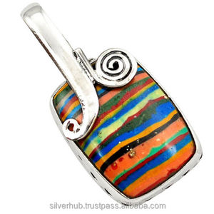 Pendentif arc-en-ciel en argent Sterling, pierres précieuses arc-en-ciel, style Boho - Product Image 1