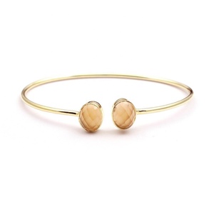 Amazing Oval Shape Peach Moonstone Cut Gemstone Bangle Gold Plated Adjustable <b>Bracelet</b> Jewelry Women Fashionable Jewelry Gifts - Product Image 1