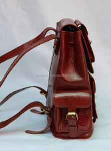 กระเป๋าเป้สะพายหลังทรงถังหนังแท้วินเทจกระเป๋านักเรียนกระเป๋าลำลองกระเป๋าแล็ปท็อปเดินทางความจุขนาดใหญ่ - Product Image 2