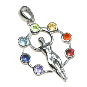 Ravissant pendentifs en forme de Chakra Multi pierre en argent Sterling 925, bijoux en argent Sterling 925, vente en gros - Product Image 2