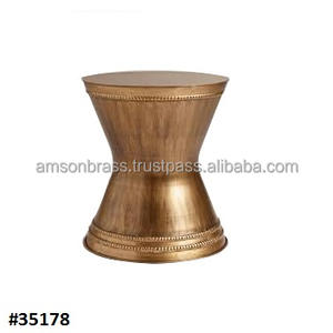 Muebles exclusivos de metal, mesas auxiliares personalizadas, muebles para el hogar, mesa de centro redonda de metal dorado con acento redondo con tapa de mármol - Product Image 2