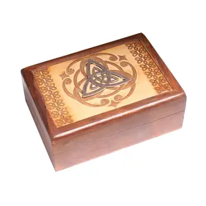 Hand made Wooden small box with epoxy Glossy printed top Decorative wood box