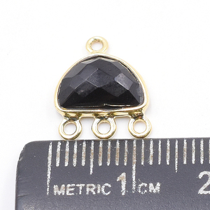 Bisel de Plata de Ley 925 con forma redonda de ónix negro, conector chapado en oro, fabricación de joyas hechas a mano - Product Image 3