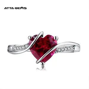 Tổng Hợp Màu Đỏ Của Ruby Engagement Ring Hình Trái Tim Nhẫn 925 Sterling Bạc Thiết Kế Cho Cô Gái Đá Quý Nhẫn Móng Vuốt Tốt Thiết GTC