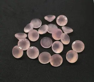 AAA质量DIY珠宝10毫米天然粉色玉髓刻面圆形切割石头，来自经过验证的供应商，工厂成本