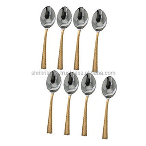 Juego de cucharas de arroz de cobre y acero inoxidable con logotipo personalizado de fabricante al por mayor para restaurante en casa o vajilla de obsequios - Product Image 1