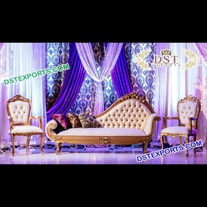 Último Modelo de Sofá para Bodas, el Mejor Sofá Dorado Tallado para Bodas Musulmanas, Muebles Asiáticos Pakistaníes para Walima, Sofá para Bodas Indias - Product Image 1