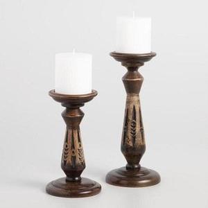 Ensemble de 3 bougeoirs en bois massif, chandelier - Product Image 3