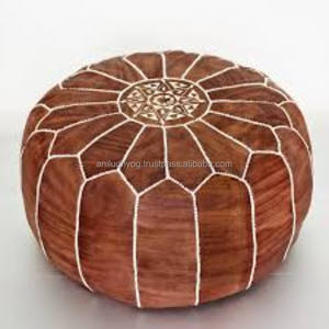 Cuir marron Pouf - Product Image 1