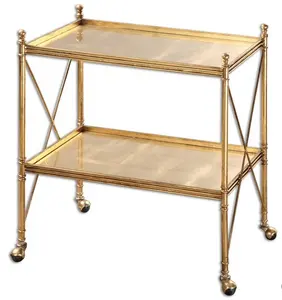 Gold Serving Cart For Restaurant Bars & Hotels trolley