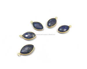 Connecteur de lunette en pierre précieuse en forme de marquise en Lapis Lazuli naturel - Product Image 3