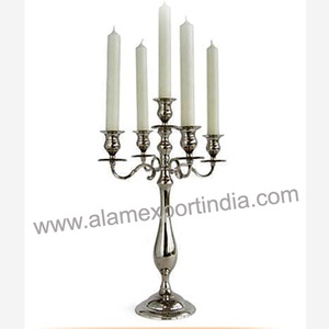 Candelabro de tamaño personalizado de aluminio y Metal de 5 brazos, diseño atractivo, centro de mesa plateado brillante para decoraciones de mesa - Product Image 5