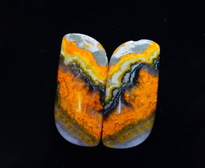 หินแจสเปอร์พลอยบัมเบิลบีธรรมชาติเกรดสูงเป็นคู่ขัดเงาเรียบ - Product Image 6