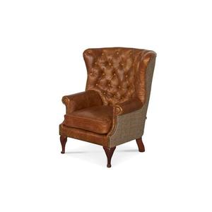 Vintage cuero Chesterfield en Tweed de sillón/Vintage de brazo de cuero silla - Product Image 2