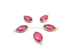 Rubí Cuarzo Piedra preciosa Moda Marquesa Forma Chapado en oro Bisel facetado Conector Fianza única Joyería hecha a mano Hallazgos - Product Image 3