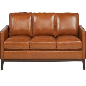 Sofá clásico de cuero y madera, moderno, 3 plazas - Product Image 1