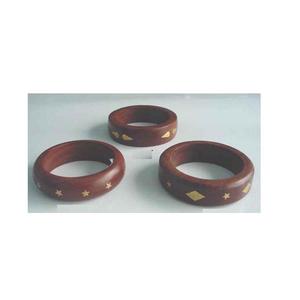 Brazaletes de Madera Sheeshan con Incrustaciones de Latón, Pulseras de Madera, Joyería India de Madera con Incrustaciones de Latón - Product Image 4