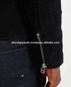 Fashion Men's Winter Plus Size Breathable Black & Brown Sheep Skin Suede Leather Motorcycle Jacket - Product Image 4