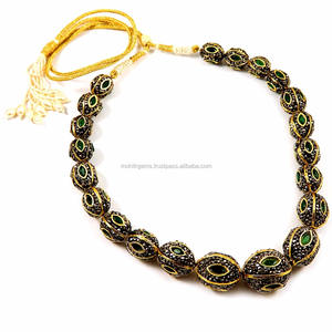 Collier statement unisexe en pierre verte avec quartz en laiton sans nickel pour fiançailles, anniversaire, mariage, cadeau et boucles d'oreilles - Product Image 3