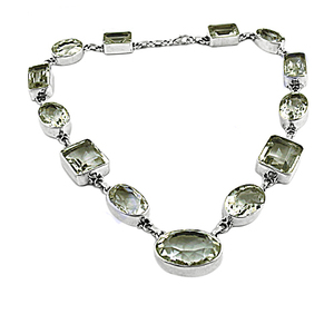 Collar de plata con gema de cristal verde, joyería india de Plata de Ley 925, venta al por mayor - Product Image 1