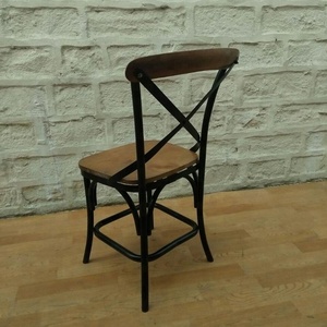 Chaise de Restaurant industrielle en métal, avec siège et dossier en bois, style européen - Product Image 6
