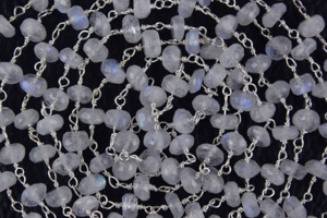 Chaîne de chapelet plaquée argent sterling 92,5, pierres précieuses en forme de rondelle facettées en pierre de lune arc-en-ciel naturelle, fabrication de bijoux faits à la main - Product Image 4