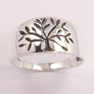 Bague Arbre de Vie Toutes Tailles Bijoux en Argent Sterling 925 Simple Sans Pierre Bandes de Bague Bijoux - Product Image 2