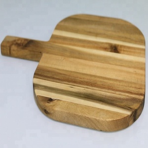 Tabla de Pizza de madera de grano de Acacia con mango, encimera de cocina redonda para tabla de cortar, estilo de bloque de carnicero de Vietnam - Product Image 1