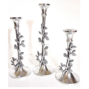 <b>Hammered</b> Design Christmas Candle Stand Aluminium Metal Candle Pillar Candle <b>Holder</b> With Candlestick <b>Holder</b> Candelabra - Product Image 1
