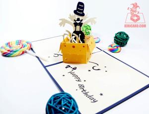 Tarjeta de feliz cumpleaños payaso divertido tarjeta emergente con cubierta azul artesanía tarjeta de regalo hecha a mano al por mayor - Product Image 6